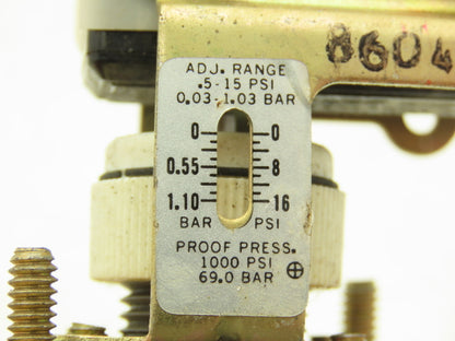 Barksdale E1S-H15-P4-E1 Adjustable Pressure Switch 0.5-15PSI 125/250V 1/8" NPT