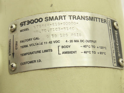 Honeywell ST3000 Smart Pressure Transmitter Sensor 11-42VDC 0-125PSI 1/2"NPT