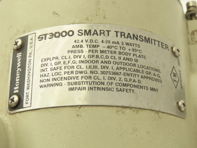 Honeywell ST3000 Smart Pressure Transmitter Sensor 11-42VDC 0-125PSI 1/2"NPT