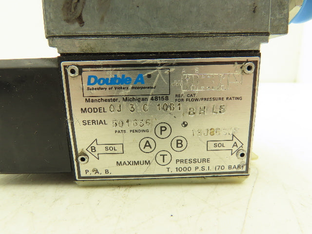 Double A QJ3C 10B1 BHL5 Solenoid Valve Hydraulic Single Solenoid 110VAC