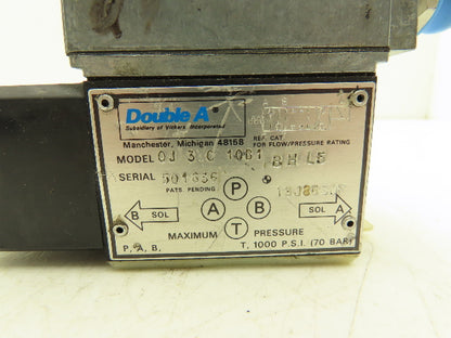 Double A QJ3C 10B1 BHL5 Solenoid Valve Hydraulic Single Solenoid 110VAC