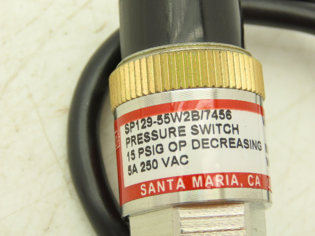 Wasco SP129-55W2B/7456 Electronic Pressure Switch 125PSI 250VAC 5A 1/8"NPT