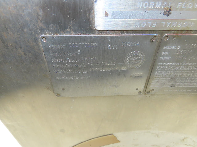 Micro Motion S100S128 Mass Flow Sensor 1" Flanged Coriolis Meter 2250 PSI