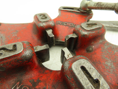 Ridgid No500 Pipe Thread Die Head with 1/2" Dies  E-671 Handle