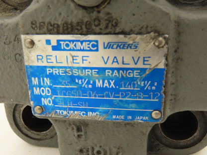 Tokimec Vickers TCG50-06-CV-P2-B-12-LH-SH Hydraulic Pressure Relief Valve