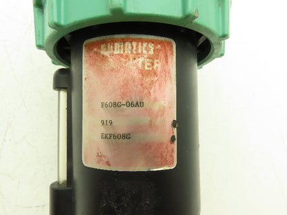 Numatics F608G-06AU Air Filter 300 PSIG/20 Bar Max Temp 150F Thread 3/4" NPT