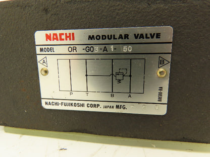 Nachi OR-G03-A1-50 Hydraulic Counter Balance Modular Valve