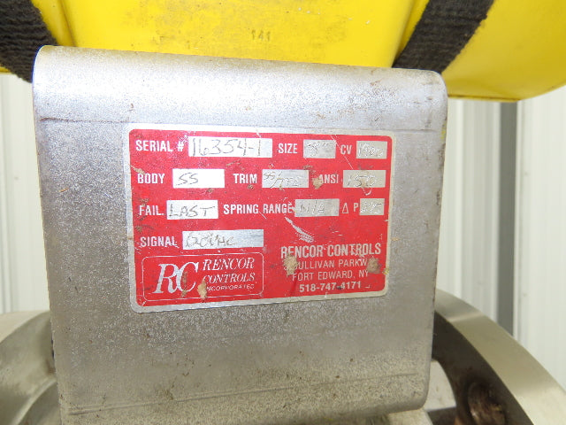 Rencor Controls 8" SS Ball Valve Air Operated Hytork 1370 Actuator Positioner