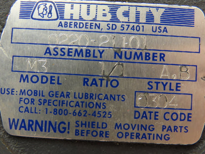 Hub City 0220-21101 Bevel M3 Gearbox Drive 1:1 Ratio 5/8" Dual Shaft AB Style