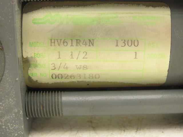 Miller Fluid Power HV61R4N Hydraulic Cylinder 1.5" Bore 3/4" Stroke 1300 PSI
