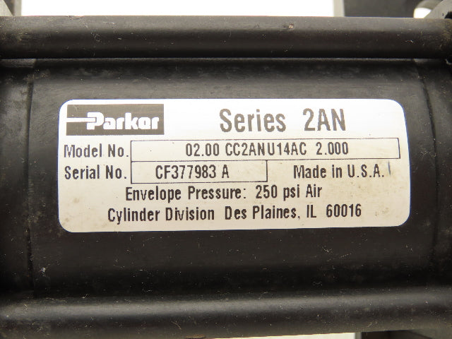 Parker 02.00 CC2ANU14AC 2.000 Pneumatic Cylinder 2" Bore 2" Stroke 250 PSI