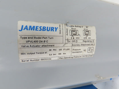 Jamesbury 815L113600XZ Size 8 Butterfly wafer Sphere Valve Xtreme 316SS