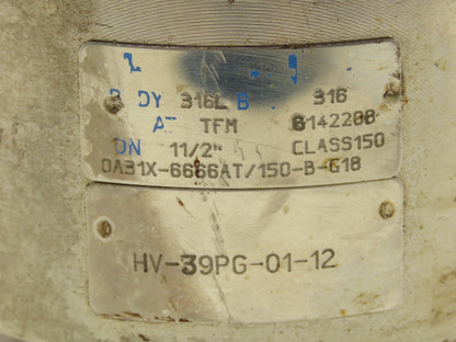 Habonim 1-1/2" Class 150 Flanged 2pc Stainless Ball Valve 275psi 316SS/CF8M