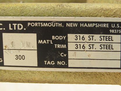 HD Baumann Pneumatic Diaphragm Actuator with 1"NPT 316SS Valve -No Positioner