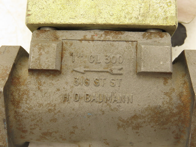 HD Baumann Pneumatic Diaphragm Actuator with 1"NPT 316SS Valve -No Positioner