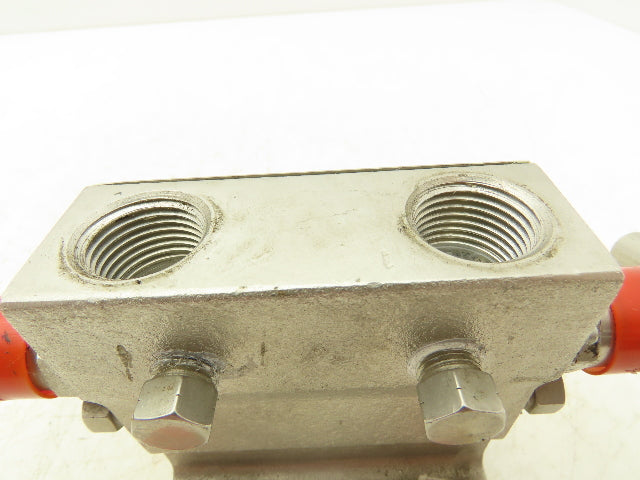 Hoke 8122F8Y Trifold Manifold Needle Valve T Handle 1/2" NPT W/Bleed & Purge