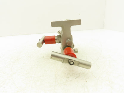 Hoke 8122F8Y Trifold Manifold Needle Valve T Handle 1/2" NPT W/Bleed & Purge