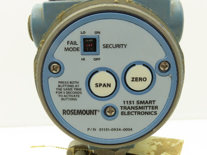 Rosemount 1151LT6SA0A22DL4C6Q Pressure Transmitter 42V 285PSI 3" Flange Mounted