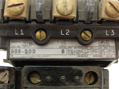 Allen Bradley 509-BOD Motor Starter 575V 3Ph 10Hp Overload Relay 120V Coil