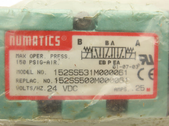 Numatics 152SS531M000061 Pneumatic Double Solenoid Valve 24VDC 150 PSI MK15