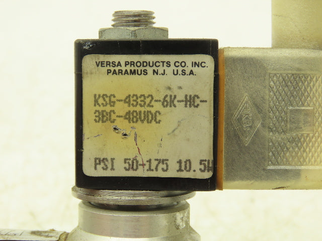 Versa KSG-4332-6K-HC-3BC-48VDC Pneumatic Solenoid Valve 4/2-way 48VDC Lot of 2