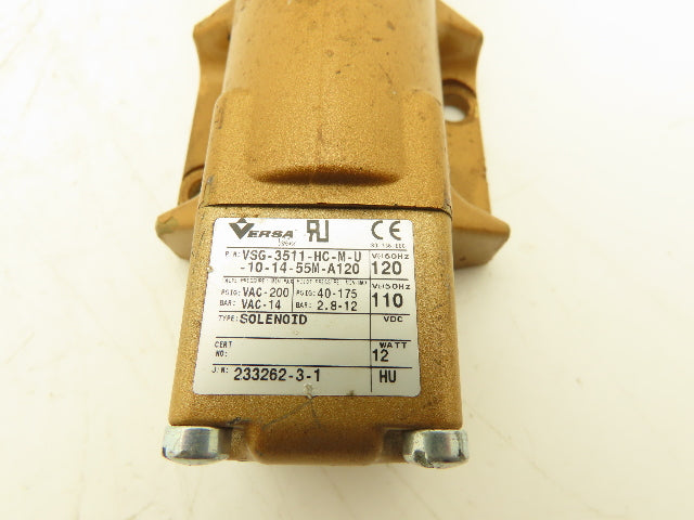 Versa VSG-3511-HC-M-U-10-14-55MA120 Solenoid Valve 200psi Vacuum 40-175psi Pilot
