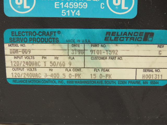 Electro-Craft 9101-1592 Servo Drive Controller Rev G Terminal Conversion DSM-100