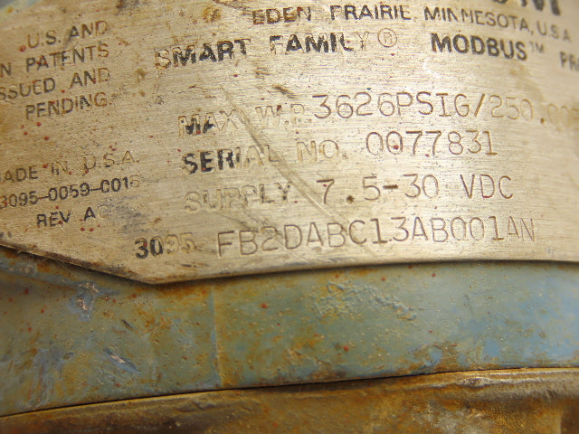 Rosemount 3095 FB2DABC13AB001AN Pressure Transmitter 7.5-30VDC 3626PSI 250" H2O