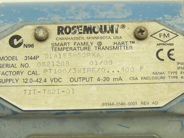 Rosemount 3144P Thermocouple 21" Probe Temperature Transmitter Sensor 1/2" NPT