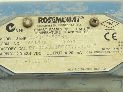 Rosemount 3144P Thermocouple 21" Probe Temperature Transmitter Sensor 1/2" NPT