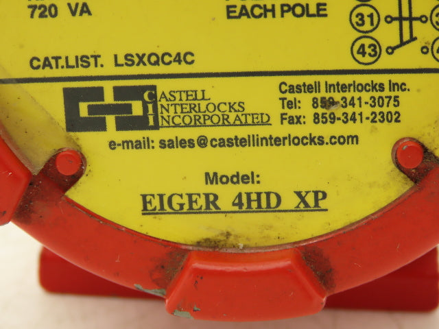 Castell Interlocks EIGER 4HD XP Safety Switch for Hazardous Locations 720VA