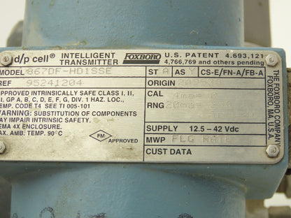 Foxboro 867DF-HD1SSE Electronic Pressure Transmitter 12.5-42VDC 3" Flange