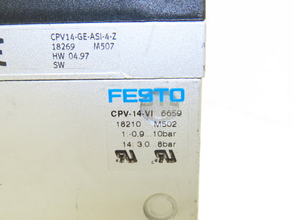 Festo CPV-14-VI 4 Station Solenoid Valve Manifold Assembly 24V CPV14-VI-P4-1/8-B