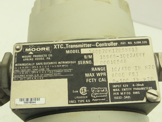 Moore 340D2BH12B5NN13 XTC Electronic Pressure Transmitter Controller 42VDC