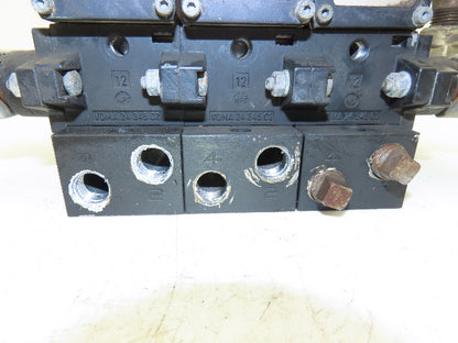 Ross W6077B3431 5/2 Pneumatic Solenoid Valve 3-Station Manifold 3/8"npt