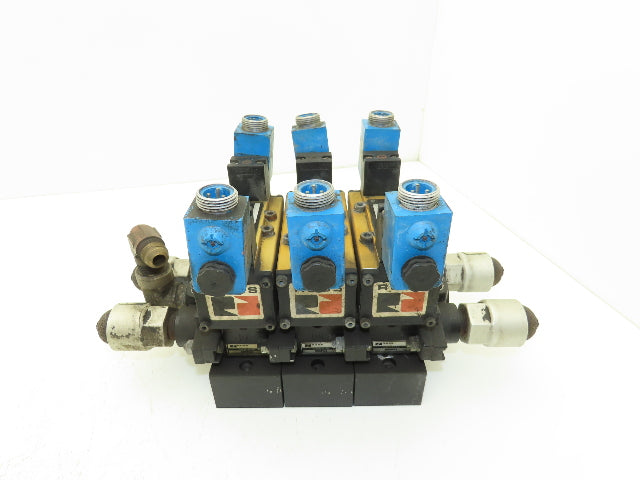 Ross W6077B3431 5/2 Pneumatic Solenoid Valve 3-Station Manifold 3/8"npt