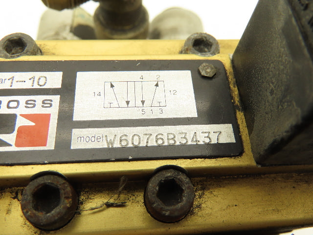 Ross W6077B3431 5/2 Pneumatic Solenoid Valve 3-Station Manifold 3/8"npt