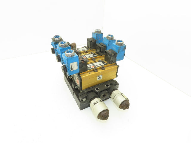 Ross W6077B3431 5/2 Pneumatic Solenoid Valve 3-Station Manifold 3/8"npt