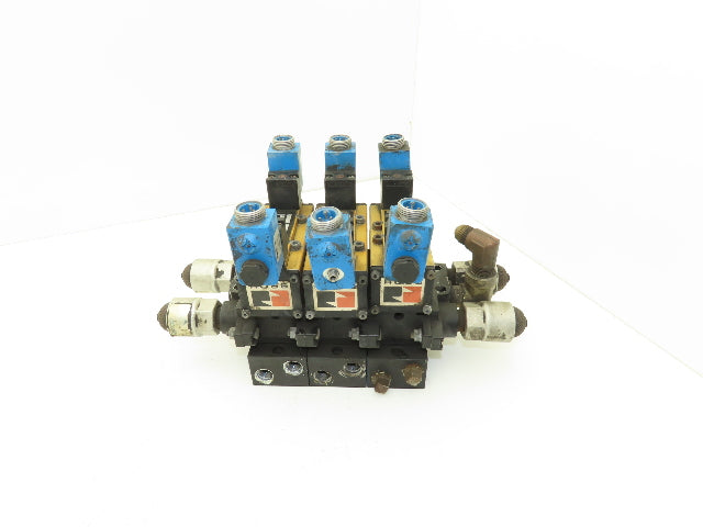 Ross W6077B3431 5/2 Pneumatic Solenoid Valve 3-Station Manifold 3/8"npt