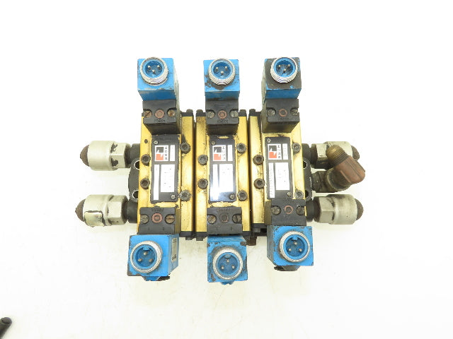 Ross W6077B3431 5/2 Pneumatic Solenoid Valve 3-Station Manifold 3/8"npt