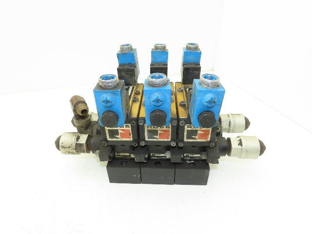 Ross W6077B3431 5/2 Pneumatic Solenoid Valve 3-Station Manifold 3/8"npt