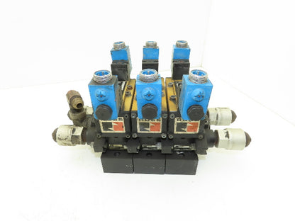 Ross W6077B3431 5/2 Pneumatic Solenoid Valve 3-Station Manifold 3/8"npt