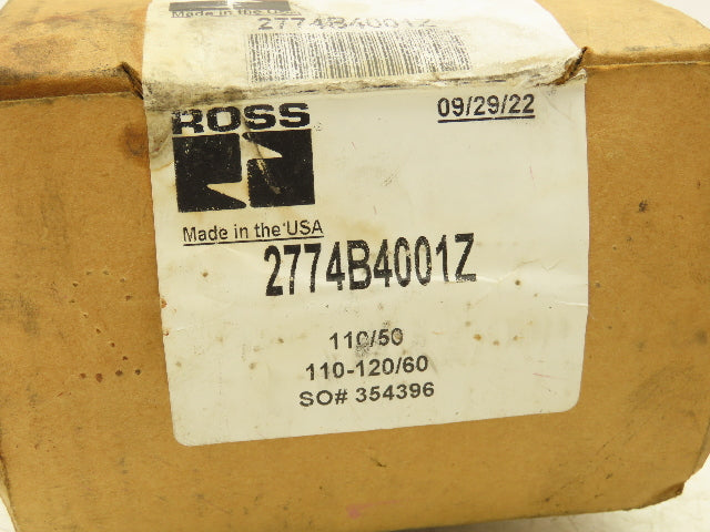 Ross 2774B4001Z Pneumatic Solenoid Valve 1/2"NPT 10 Bar 3/2-way 120V Coil