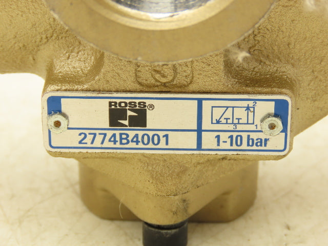 Ross 2774B4001Z Pneumatic Solenoid Valve 1/2"NPT 10 Bar 3/2-way 120V Coil