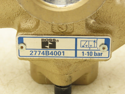 Ross 2774B4001Z Pneumatic Solenoid Valve 1/2"NPT 10 Bar 3/2-way 120V Coil