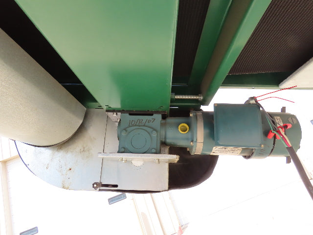 Dematic 42"x 28' Flat to Incline Belt Conveyor RH Center Drive 460V 95fpm 117"H