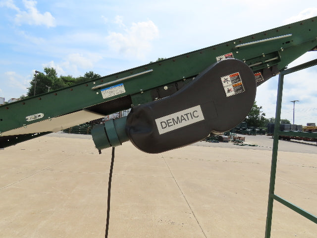 Dematic 42"x 28' Flat to Incline Belt Conveyor RH Center Drive 460V 95fpm 117"H