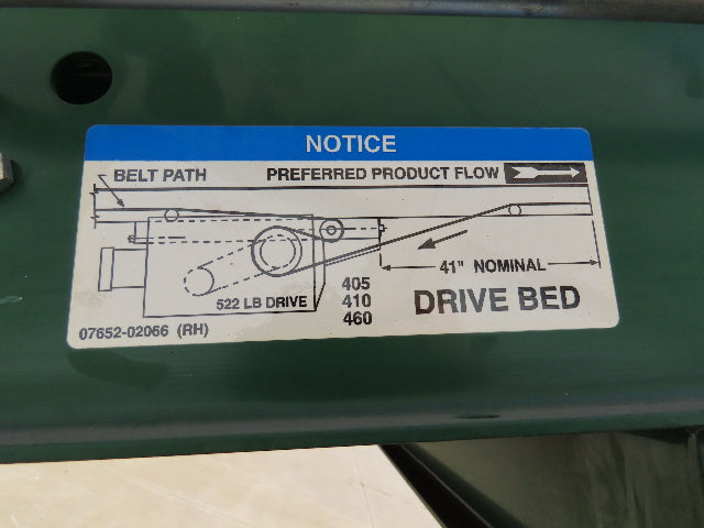 Dematic 42"x 28' Flat to Incline Belt Conveyor RH Center Drive 460V 95fpm 117"H