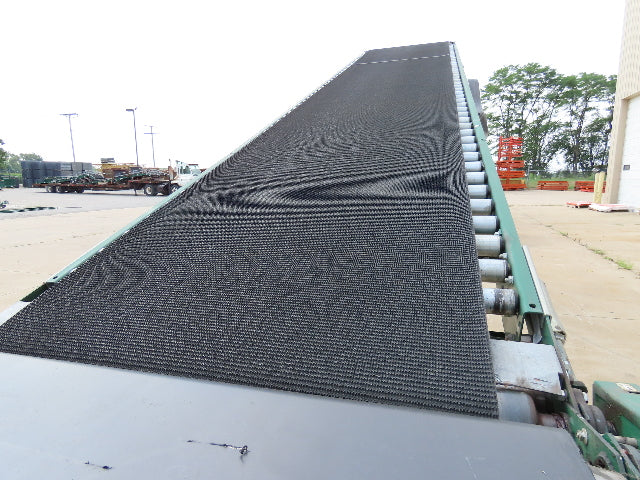 Dematic 42"x 28' Flat to Incline Belt Conveyor RH Center Drive 460V 95fpm 117"H