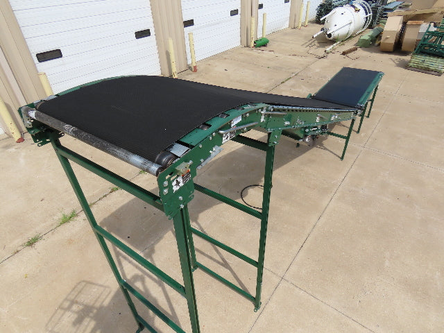 Dematic 42"x 28' Flat to Incline Belt Conveyor RH Center Drive 460V 95fpm 117"H